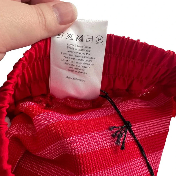 Sandro Red and Pink Striped Knit Drawstring Shorts Size 1 / US Small - Picture 11 of 11